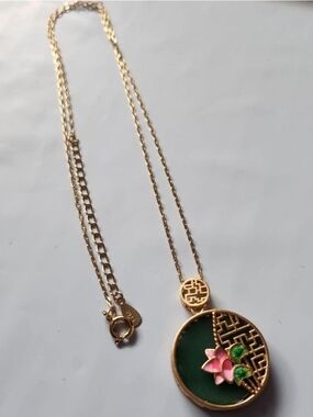 Jade Lotus Pendant Necklace